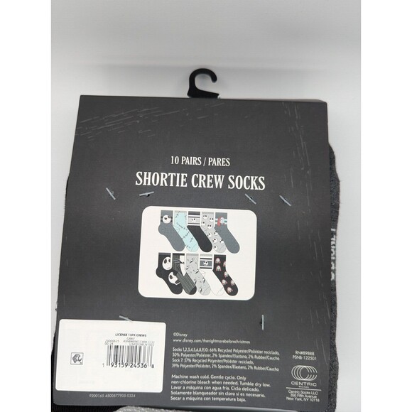 Disney 10 Pair Nightmare Before Christmas Women's Shortie Crew Socks Shoe 4-10 - Picture 2 of 2